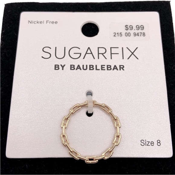 NWT BaubleBar Sugarfix Gold Link Chain Ring - Size 8 - Gold - Picture 5 of 8